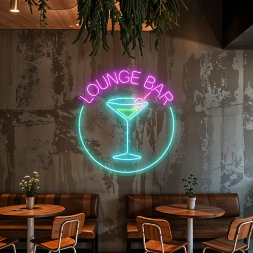 Martini Lounge Bar Neon Sign - Custom Hats Now