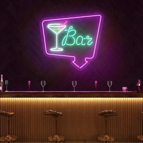 Chic Martini Bar Neon Sign - Custom Hats Now