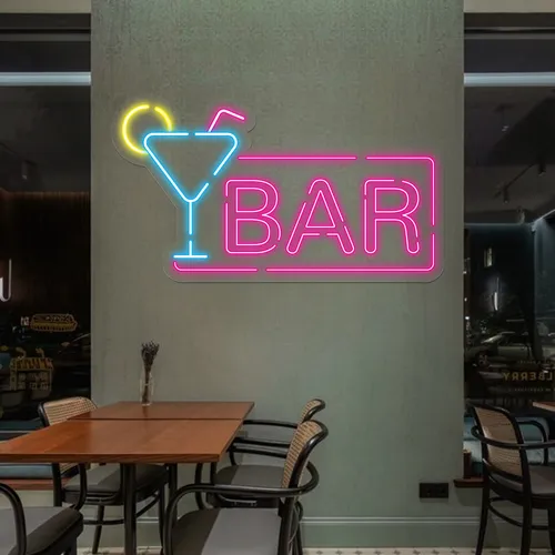 Vibrant Martini Neon Bar Sign - Custom Hats Now