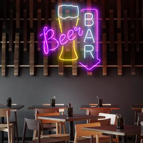 Lively Beer Glass Bar Neon Sign - Custom Hats Now
