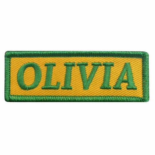 Green and Yellow Olivia Name Patch - Custom Hats Now