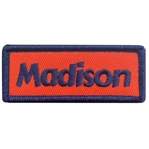 Navy and Orange Madison Name Patch - Tote Bags Now