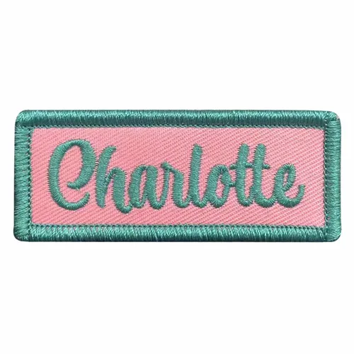 Teal and Pink Charlotte Name Patch - Custom Hats Now