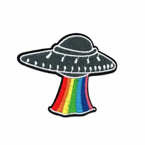 Rainbow and Black UFO Patch - Custom Hats Now