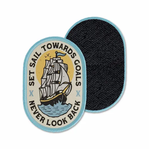Oval Set Sail Never Look Back Velcro Patch - Tote Bags Now