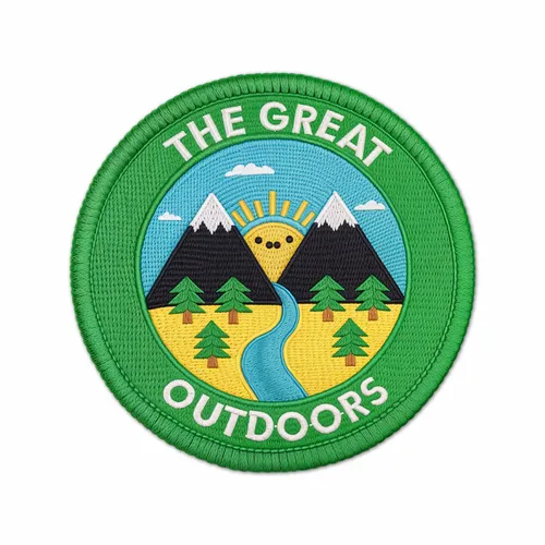 Round The Great Outdoors Iron On Patch - Custom Hats Now