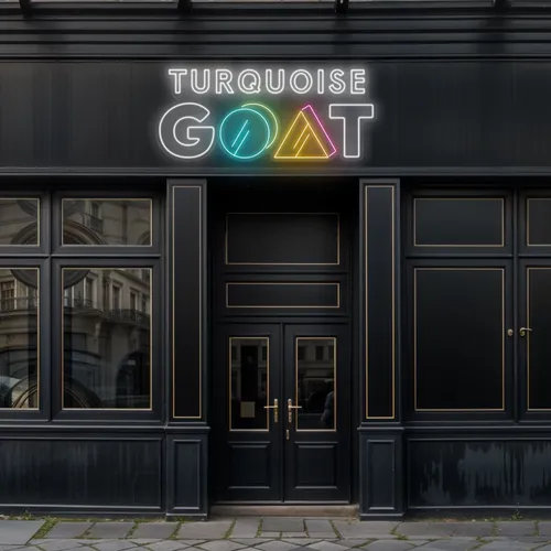 Turquoise Goat Neon Sign - Custom Hats Now