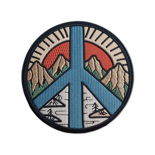 Round Natural Peace Iron On Patch - Custom Hats Now
