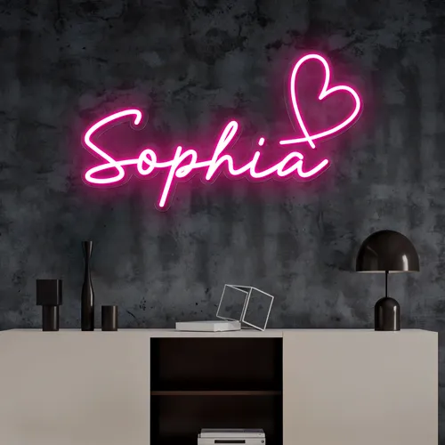 Sophia with Heart Neon Sign - Custom Hats Now