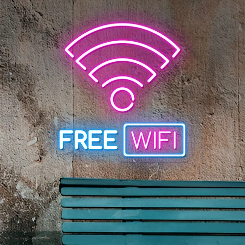 Free WIFI Zone Neon Sign - Custom Hats Now