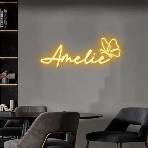 Amelie with Butterfly Neon Sign - Custom Hats Now