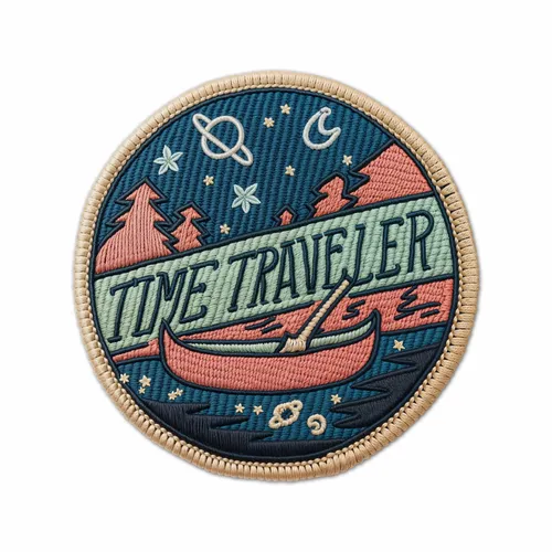 Round Time Traveler Iron On Patch - Custom Hats Now