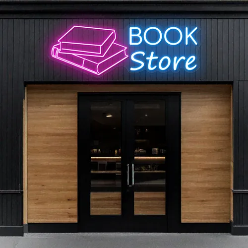 Glowing Book Store Neon Sign - Custom Hats Now