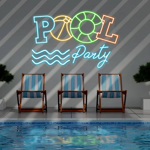 Fun Summer Pool Party Neon Sign - Custom Hats Now