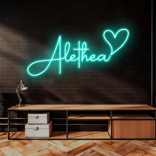 Alethea with Heart Neon Sign - Custom Hats Now