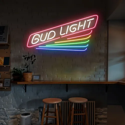 Rainbow Bud Light Neon Sign - Custom Hats Now