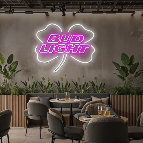 Lucky Clover Bud Light Neon Sign - Custom Hats Now