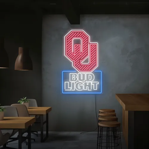 OU Bud Light Neon Sign - Custom Hats Now