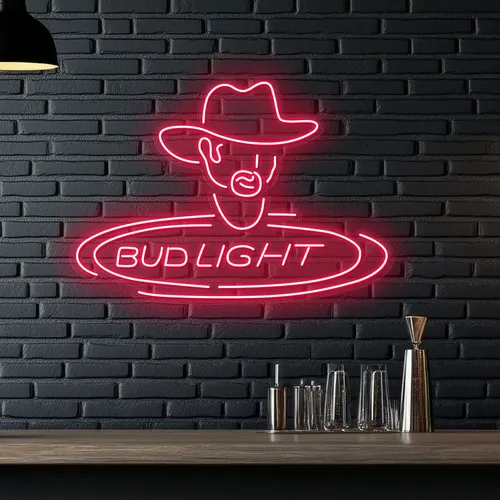 Cowboy Bud Light Neon Sign - Custom Hats Now