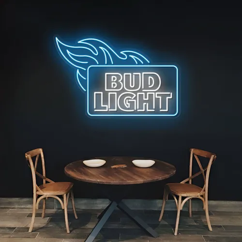 Fiery Bud Light Neon Sign - Custom Hats Now