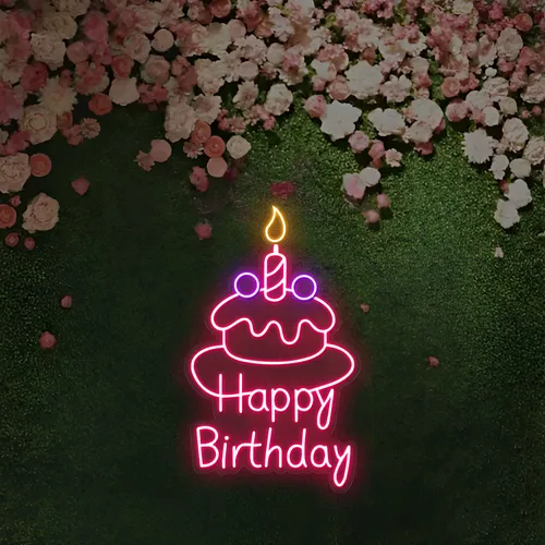 Happy Birthday Wishes Neon Sign - Custom Hats Now
