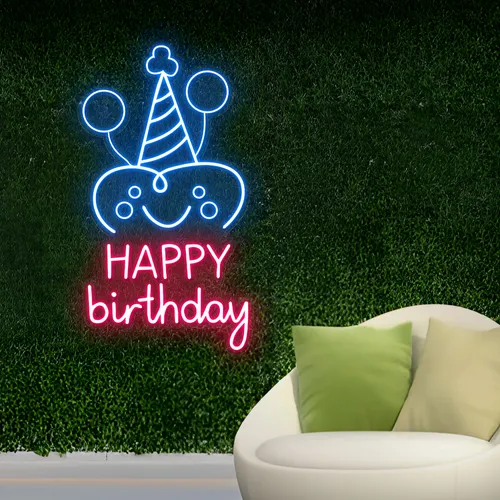 Celebrate Happy Birthday Neon Sign - Custom Hats Now