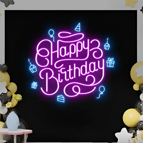 Happy Birthday Vibes Neon Sign - Custom Hats Now