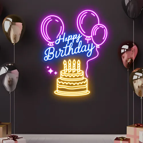 Happy Birthday Bash Neon Sign - Custom Hats Now