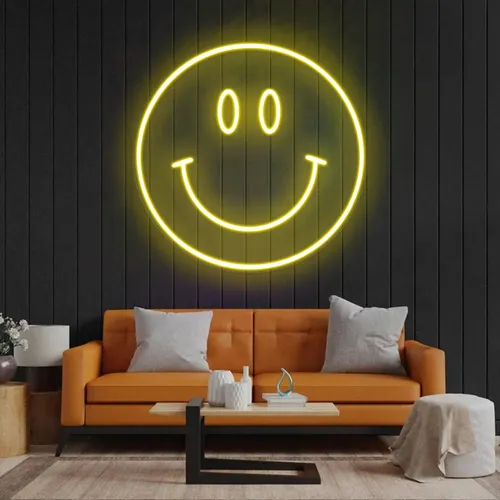 Yellow Neon Smile Sign - Custom Hats Now