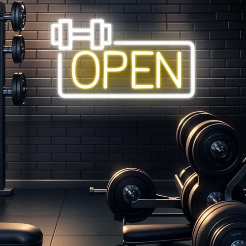 Bold Open Neon Sign - Custom Hats Now