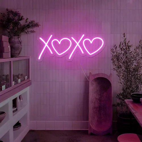 XOXO Heart Pink Neon Sign - Custom Hats Now