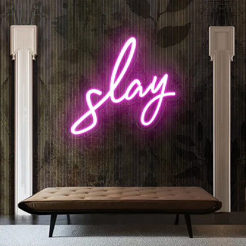 Glowing Slay Pink Neon Sign - Custom Hats Now