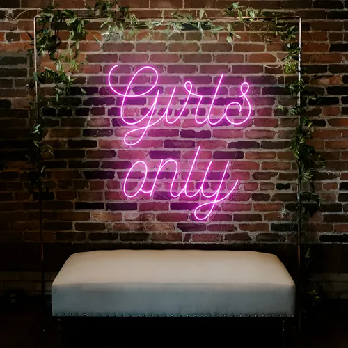 Chic Pink Girls Only Neon Sign - Custom Hats Now