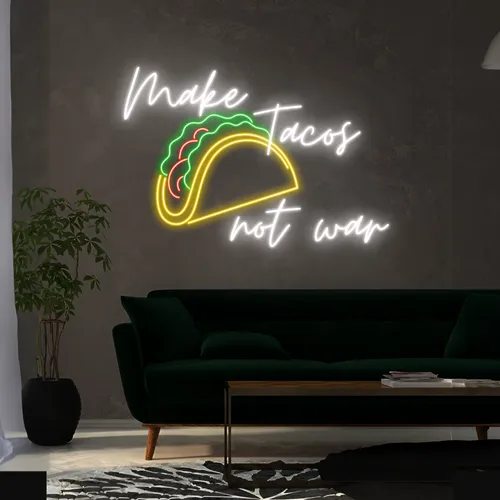 Delicious "Make Tacos Not War" Neon Sign - Custom Hats Now
