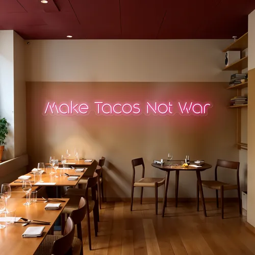 Mouthwatering "Make Tacos Not War" Neon Sign - Custom Hats Now