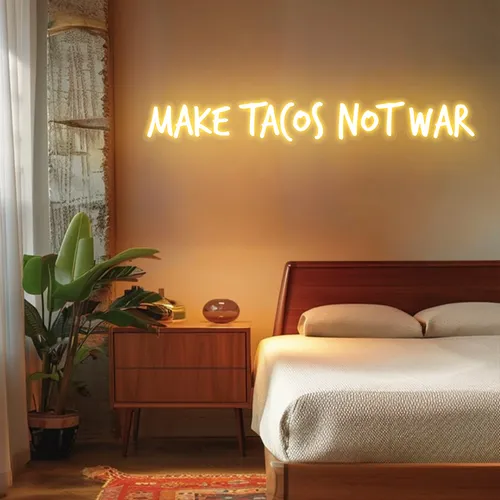 Zesty "Make Tacos Not War" Neon Sign - Custom Hats Now