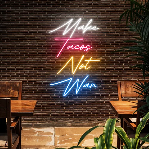 Flavorful "Make Tacos Not War" Neon Sign - Custom Hats Now