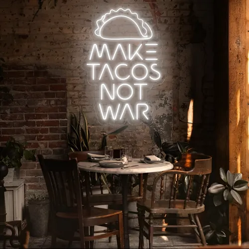 Tasty "Make Tacos Not War" Neon Sign - Custom Hats Now