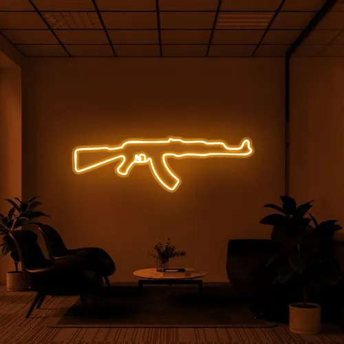 Cool Rifle Neon Sign - Custom Hats Now