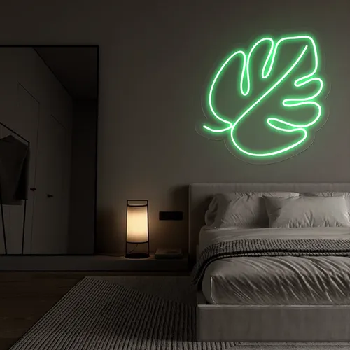 Tropical Monstera Leaf Neon Sign - Custom Hats Now