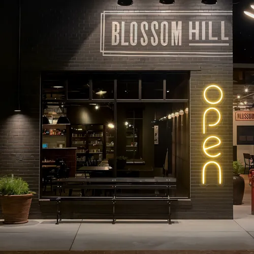 Open Vertical Neon Sign - Custom Hats Now