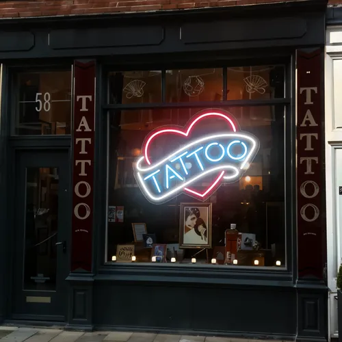 Tattoo Heart Window Neon Sign - Custom Hats Now