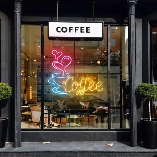 Coffee Love Window Neon Sign - Custom Hats Now
