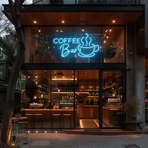 Coffee Bar Window Neon Sign - Custom Hats Now