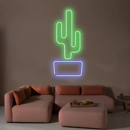 Cactus Vertical Neon Sign - Custom Hats Now