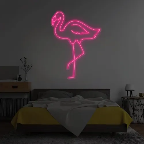 Single Flamingo Vertical Neon Sign - Custom Hats Now