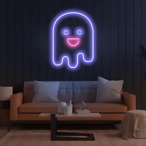 Ghost Cartoon Vertical Neon Sign - Custom Hats Now