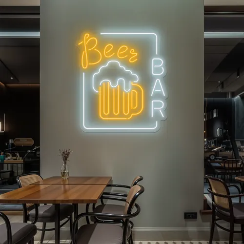 Beer Bar Vertical Neon Sign - Custom Hats Now