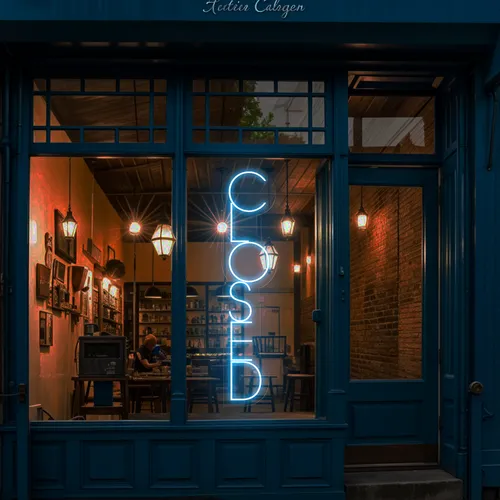 Closed Vertical Neon Sign - Custom Hats Now