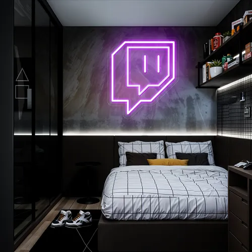 Twitch Icon Glow Neon Sign - Custom Hats Now